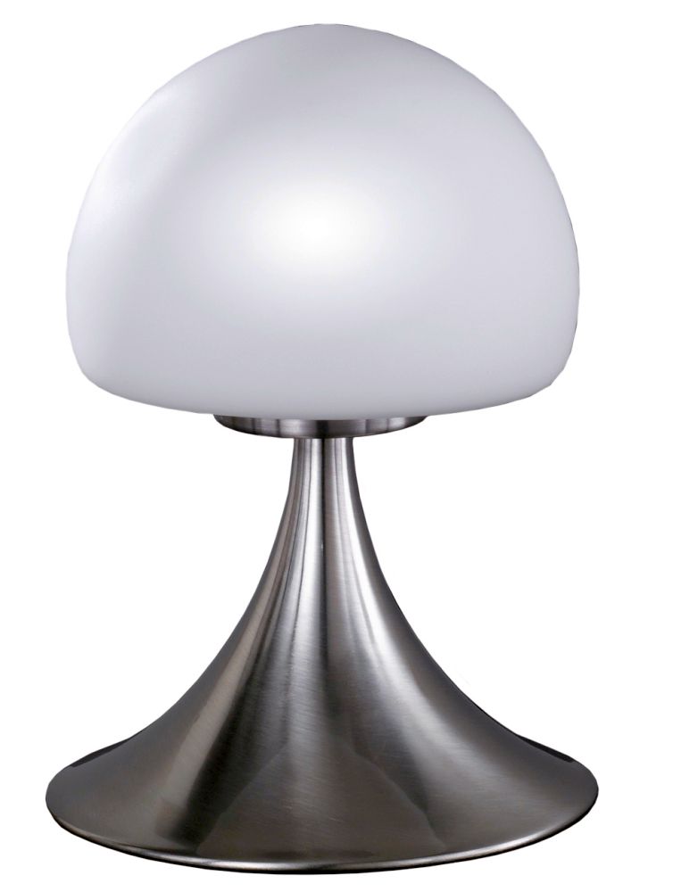 ACTION Tischleuchte Barney G9 Nachttischlampe Nickel Touch dimmbar Glas Opal